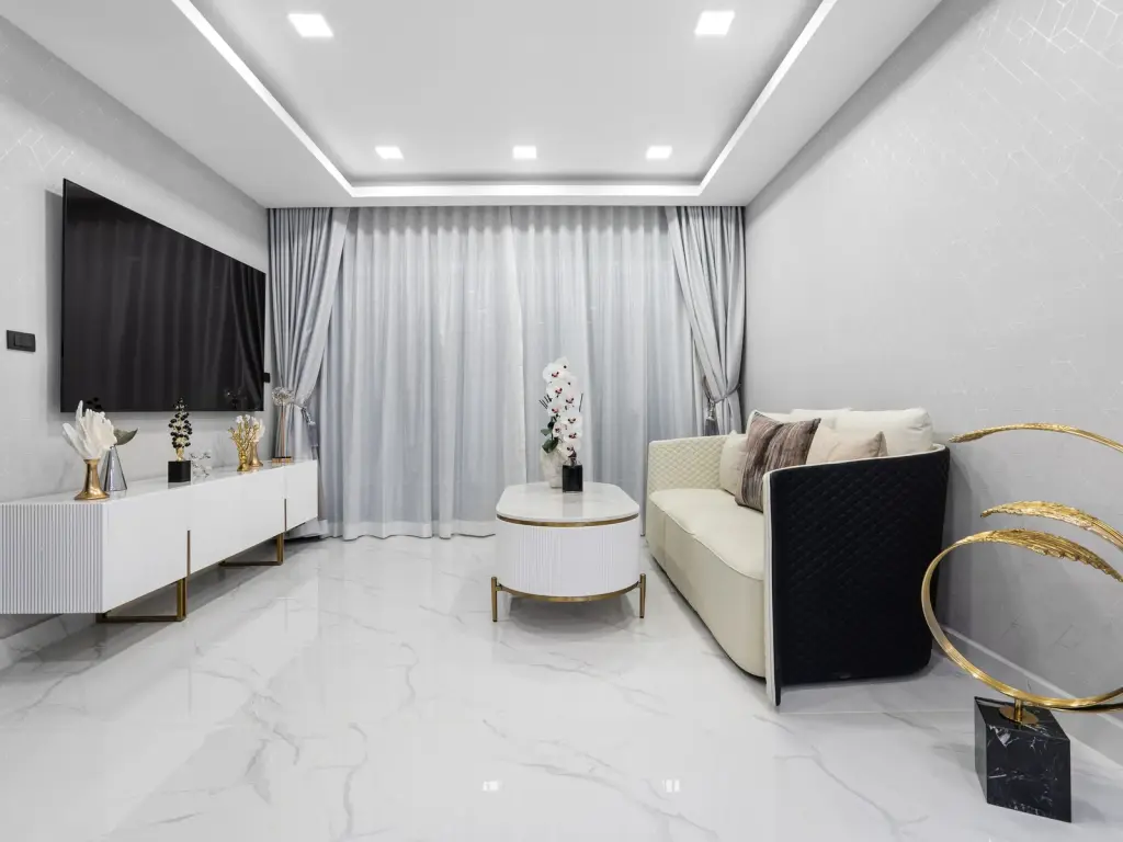 2 Bedroom Condo for Sale at Grand Solaire Noble bedroom with sea view window and ensuite kitchenette