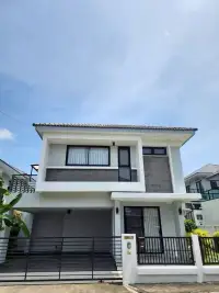 3 Bedroom House for Rent in Pong two-story home exterior with gated entrance and tiled roof