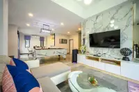 6 Bedroom House for Sale & Rent in Jomtien open-plan lounge with pool table and marble accent wall