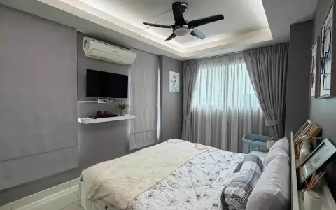 2 Bedroom Condo for Rent at Laguna Beach Resort 1 bedroom with wall-mounted TV, air conditioner and ceiling fan