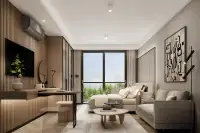 Studio Condo for Sale at Level Pratumnak studio layout with desk, bed, sofa and window view