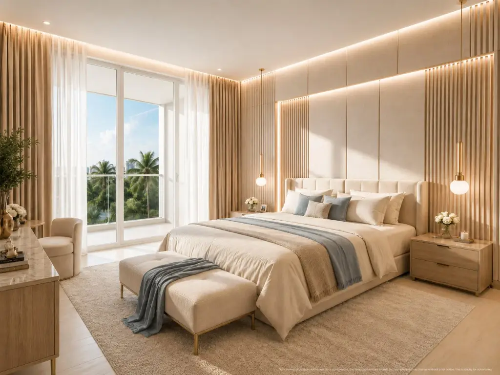 1 Bedroom Condo for Sale at Love It Wongamat Beach open-plan living and dining area with marble surfaces and sea view