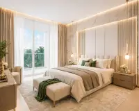 1 Bedroom Condo for Sale at Love It Wongamat Beach bedroom with floor-to-ceiling windows, sea view balcony and en-suite bathroom