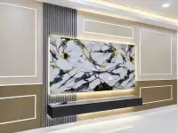 2 Bedroom House for Sale in Mabprachan living room TV wall with marble and gold accent panel