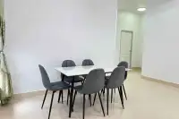 3 Bedroom House for Rent in Mabprachan dining area with white table and six gray upholstered chairs