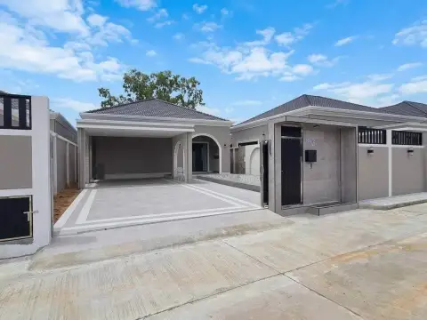 3 Bedroom House for Sale in Mabprachan front view with covered carport and entrance gate