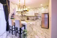 3 Bedroom House for Sale & Rent in Nong Pla Lai modern kitchen with marble countertops and breakfast bar
