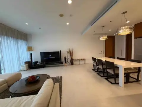2 Bedroom Condo for Rent at Northpoint open-plan living and dining area with crystal pendant lights