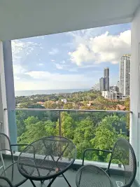 1 Bedroom Condo for Rent at One Tower Pratumnak balcony with sea view, city skyline and outdoor seating