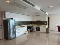 3 Bedroom Condo for Sale at Palm Wongamat modern kitchen with white cabinetry, stainless fridge and built-in oven