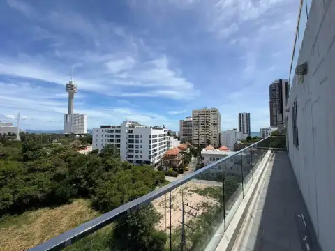 2 Bedroom Condo for Sale at Park Royal 3 balcony view of Pattaya high-rises and Pattaya Park Tower