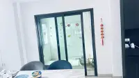 3 Bedroom House for Rent at Patta Define glass sliding door view into bedroom with crib