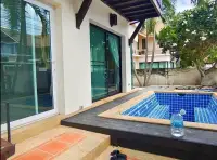 3 Bedroom House for Rent in Central Pattaya private outdoor plunge pool with blue mosaic tiles and patio deck
