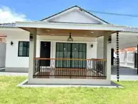 3 Bedroom House for Sale Pattaya covered front porch with wooden accents and railing