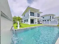 4 Bedroom House for Sale in Huai Yai two-story white villa with private pool and water feature wall