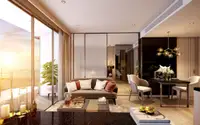 1 Bedroom Condo for Sale at The Panora Pattaya open-plan living and dining area with sunset ocean view