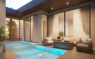Reservoir Town modern townhouse exterior with stone facade, wood accents, and covered carport.