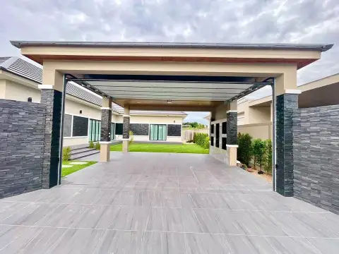 3 Bedroom House for Sale in Pong covered carport with stone pillars leading to home entrance