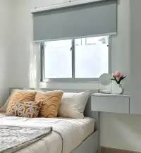 3 Bedroom House for Sale in East Pattaya cozy bedroom corner with floating nightstand and window blind