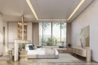 3 Bedroom House for Sale at Patta Riverine master bedroom with king bed, cove ceiling lighting and floor-to-ceiling windows