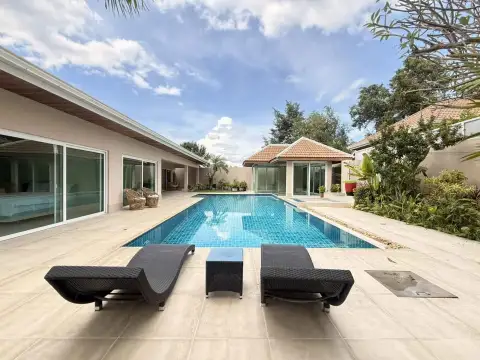 3 Bedroom House for Rent at Sedona Villas 1 covered patio with tiled flooring overlooking the pool