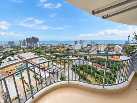 2 Bedroom Condo for Sale at Supalai Mare Pattaya curved balcony with panoramic city and ocean view