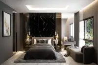 1 Bedroom Condo for Sale at Zenith 2: Open-plan living area with dark gray kitchen, dining table, and sofa.