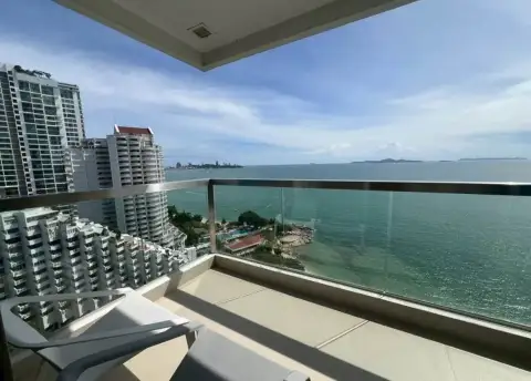 2 Bedroom Condo for Rent at Palm Wongamat private balcony with panoramic ocean and coastline view