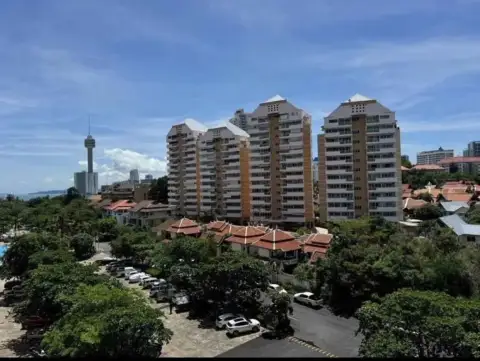 1 Bedroom Condo for Rent at View Talay 1 exterior view of high-rise towers surrounded by greenery