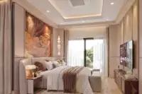 4 Bedroom House for Sale at Windemere primary bedroom with upholstered headboard and wall-mounted TV
