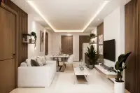 3 Bedroom Condo for Sale at Siam Oriental Beach, spacious living and dining area with modern decor.