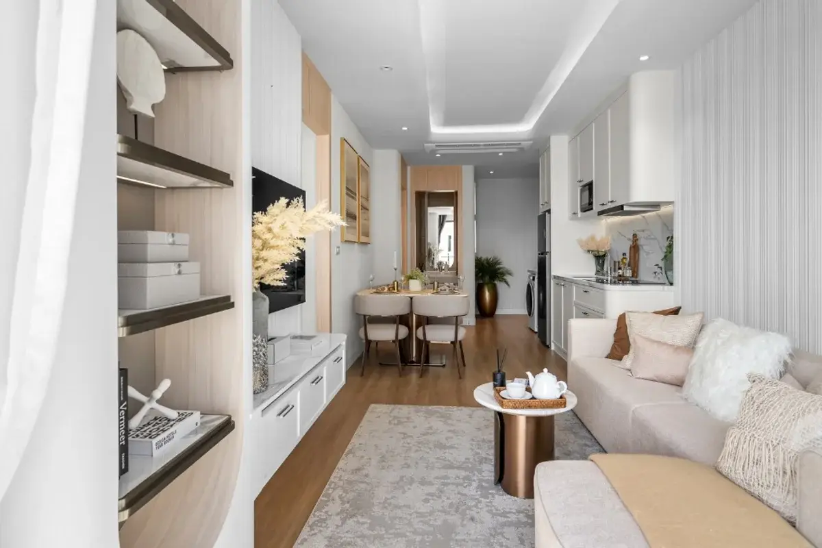 2 Bedroom Condo for Sale in Seaspire Jomtien spacious living room with modern decor