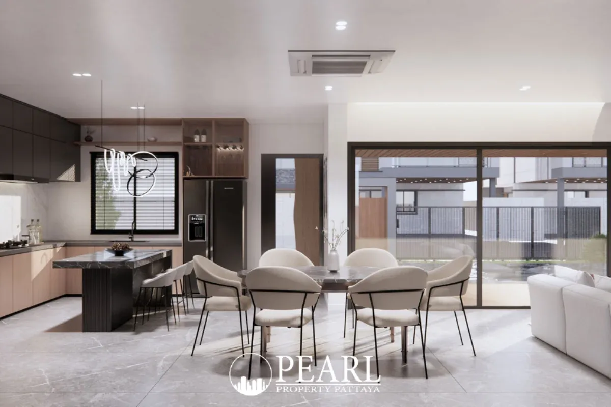 3 Bedroom Villa for Sale in Bang Lamung fully equipped kitchen with island