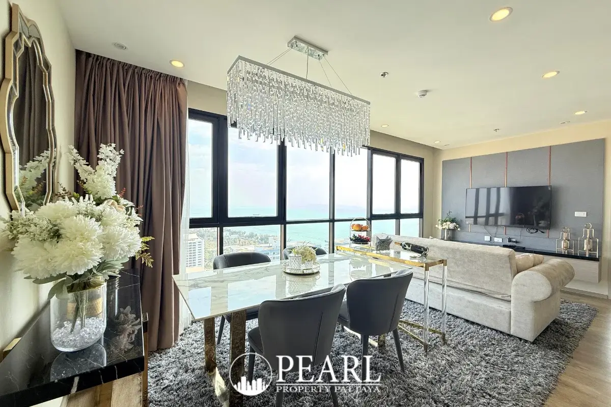 2 Bedroom Condo for Sale in The Panora Pattaya living room with sea view