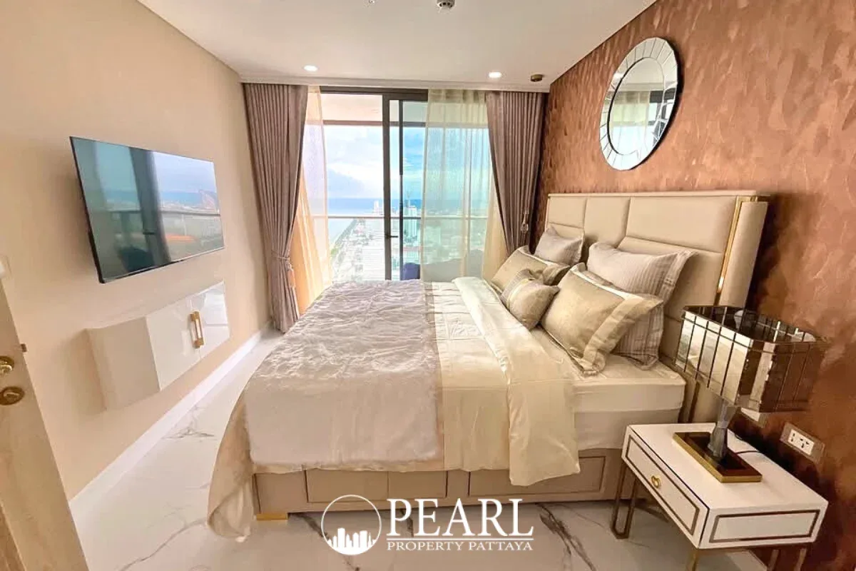 1 Bedroom Condo for Sale in Copacabana Beach Jomtien modern living room with balcony access