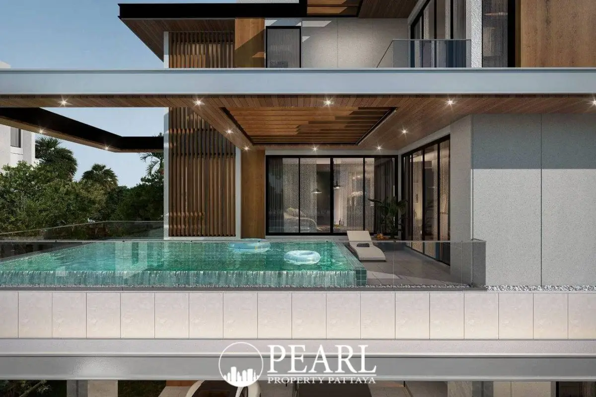 5 Bedroom House for Sale in The Ozone Wealth Jomtien Pool Villa Pattaya spacious living room with modern furniture