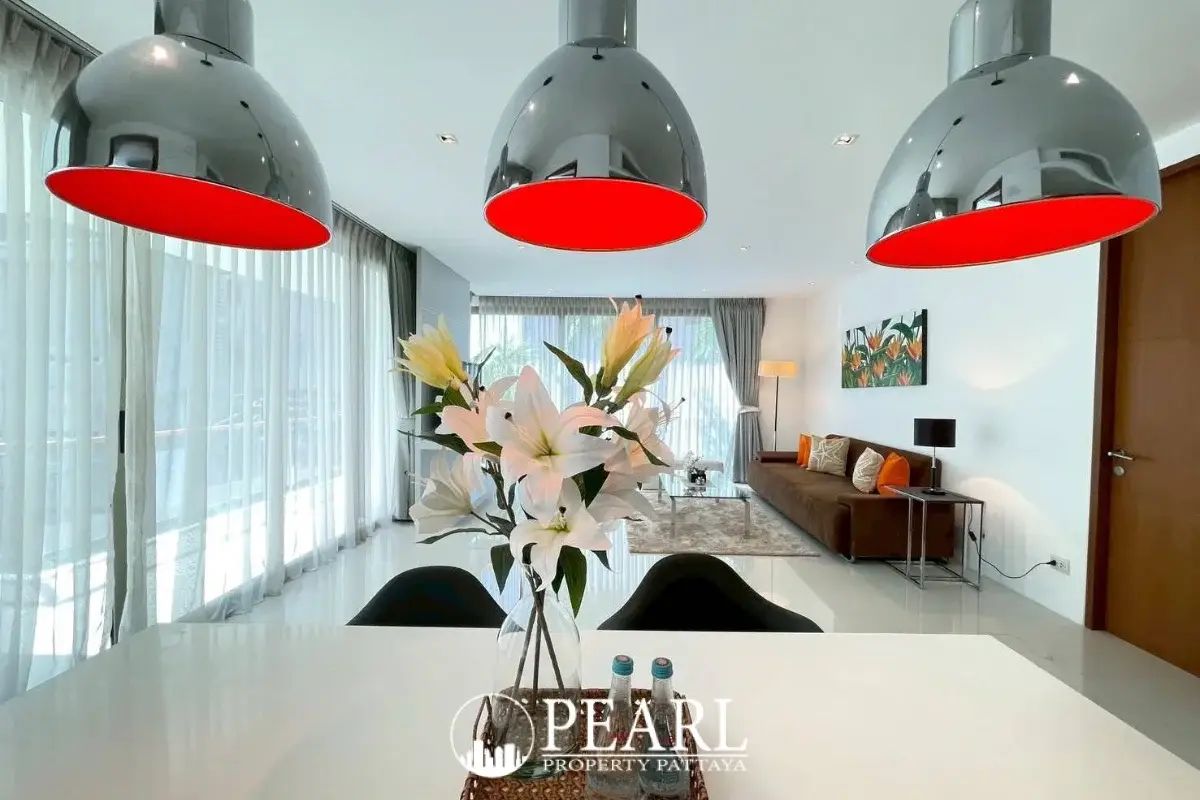 3 Bedroom Condo for Sale in The Sanctuary Wongamat spacious living room with modern decor