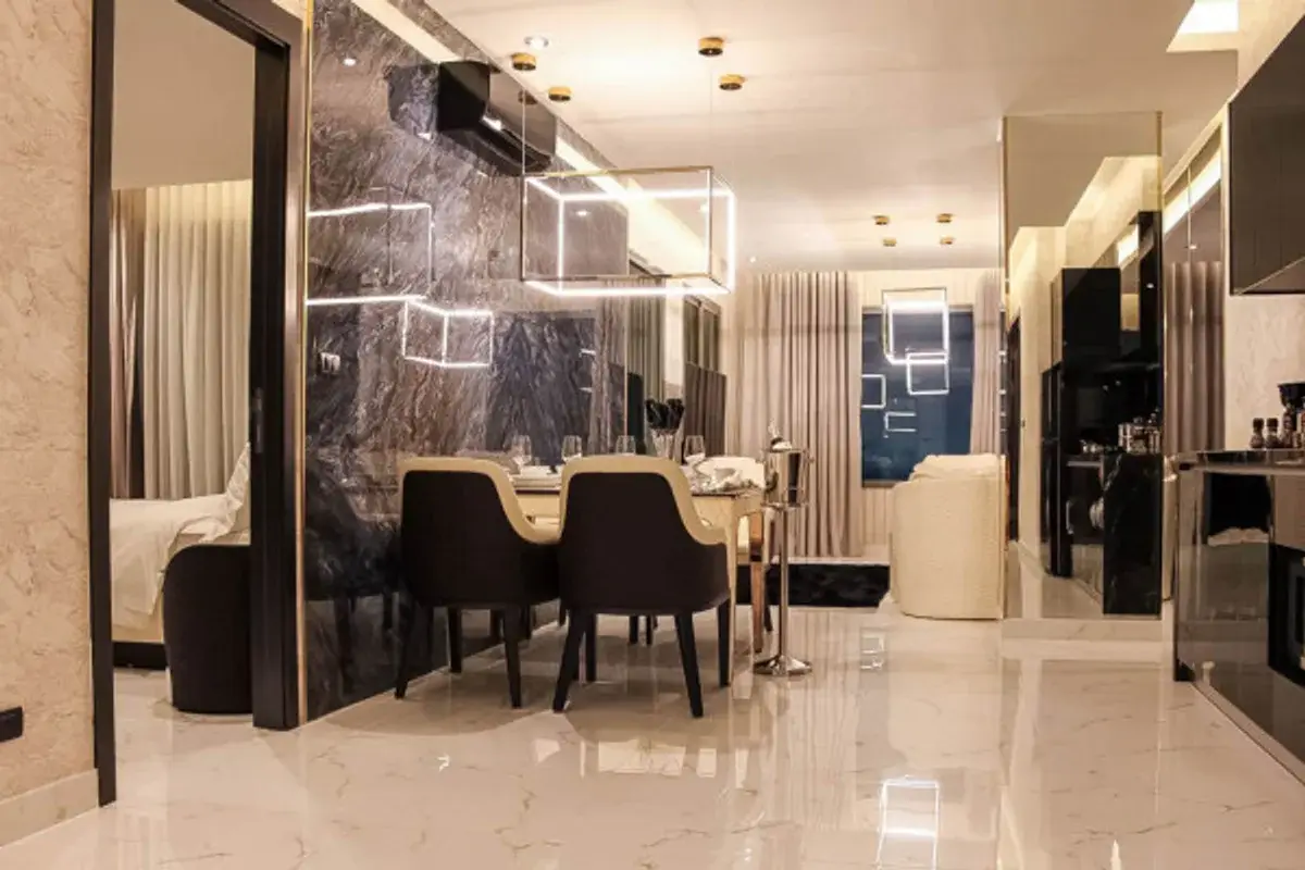 2 Bedroom Condo for Sale in Grand Solaire Pattaya master bedroom with king-size bed