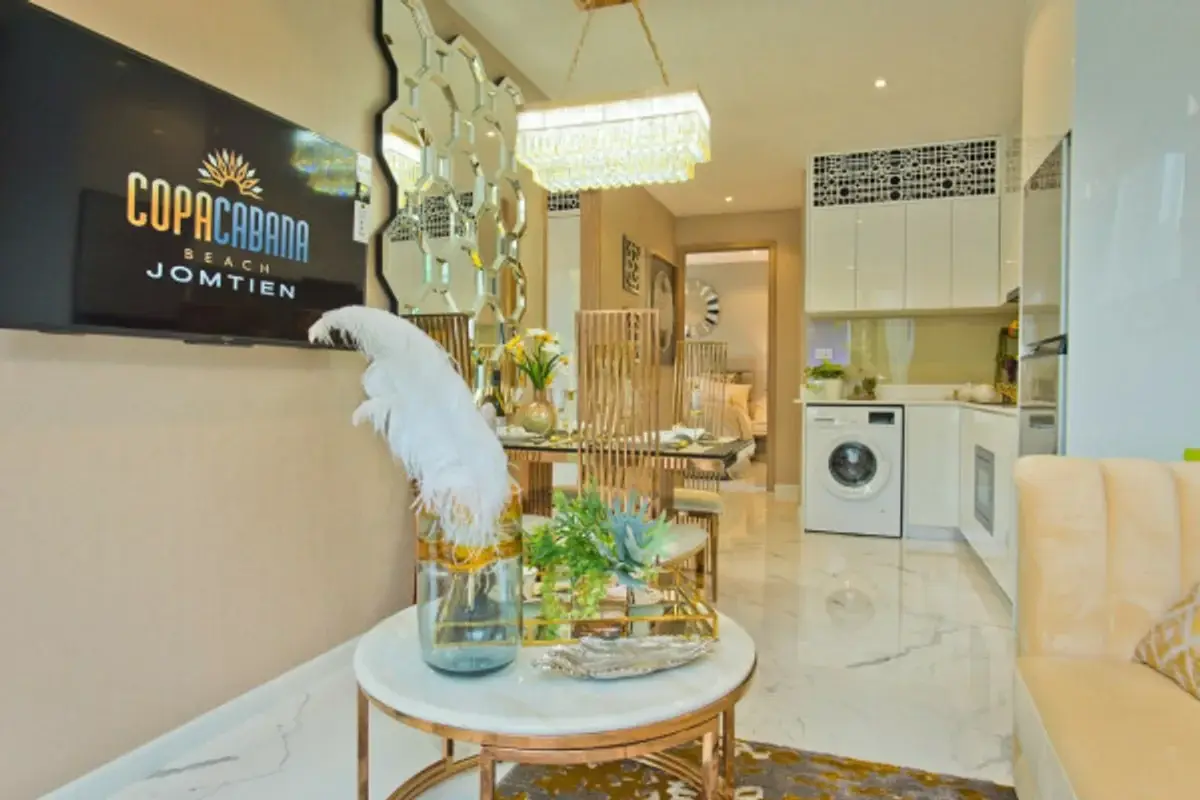 1 Bedroom Condo for Sale at Copacabana Beach Jomtien fully equipped kitchen with appliances