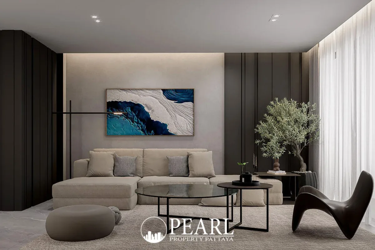 2 Bedroom Condo for Sale in Zensiri Jomtien Residences spacious living room with modern decor