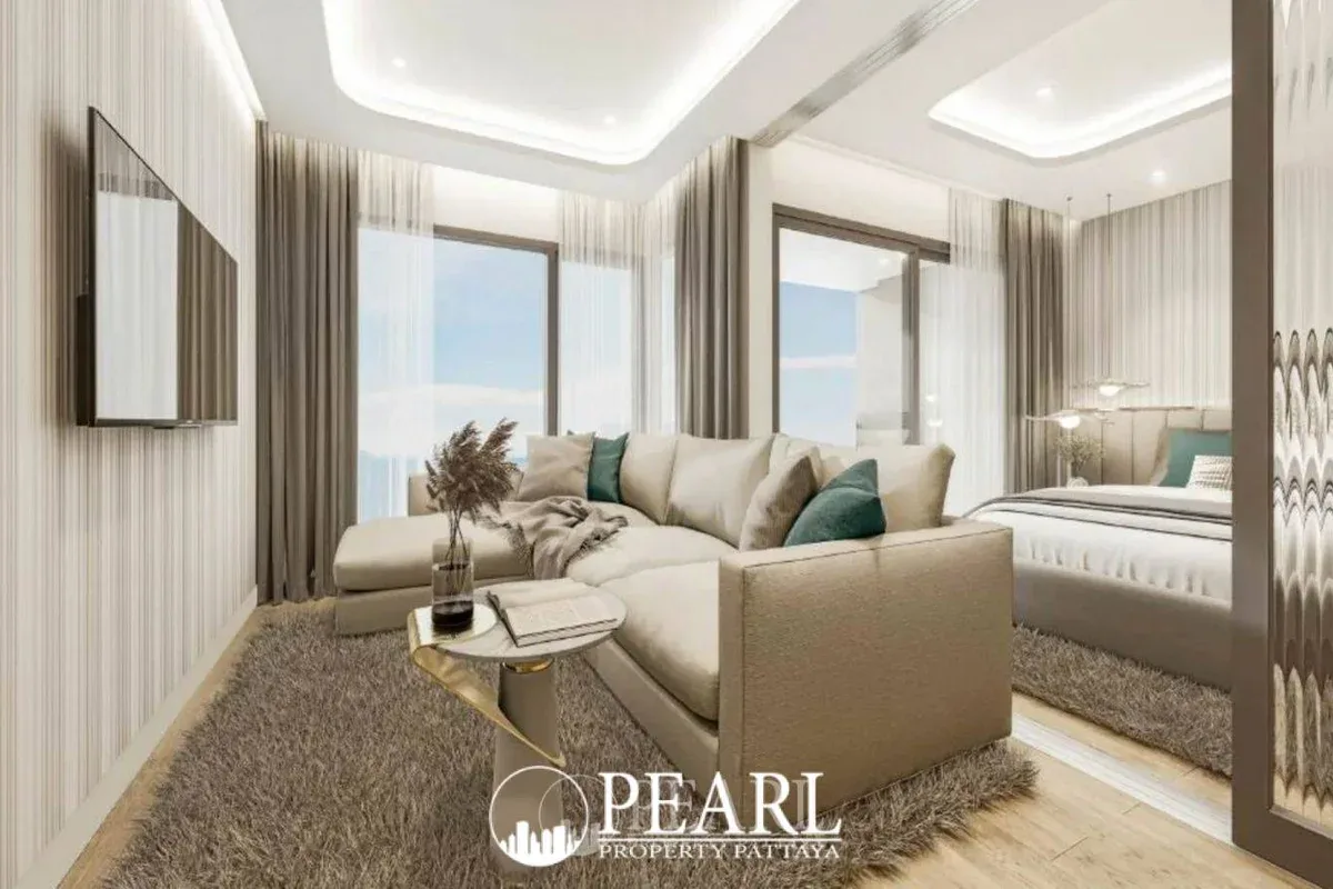 1 Bedroom Condo for Sale in Seaspire Jomtien living room with modern furniture