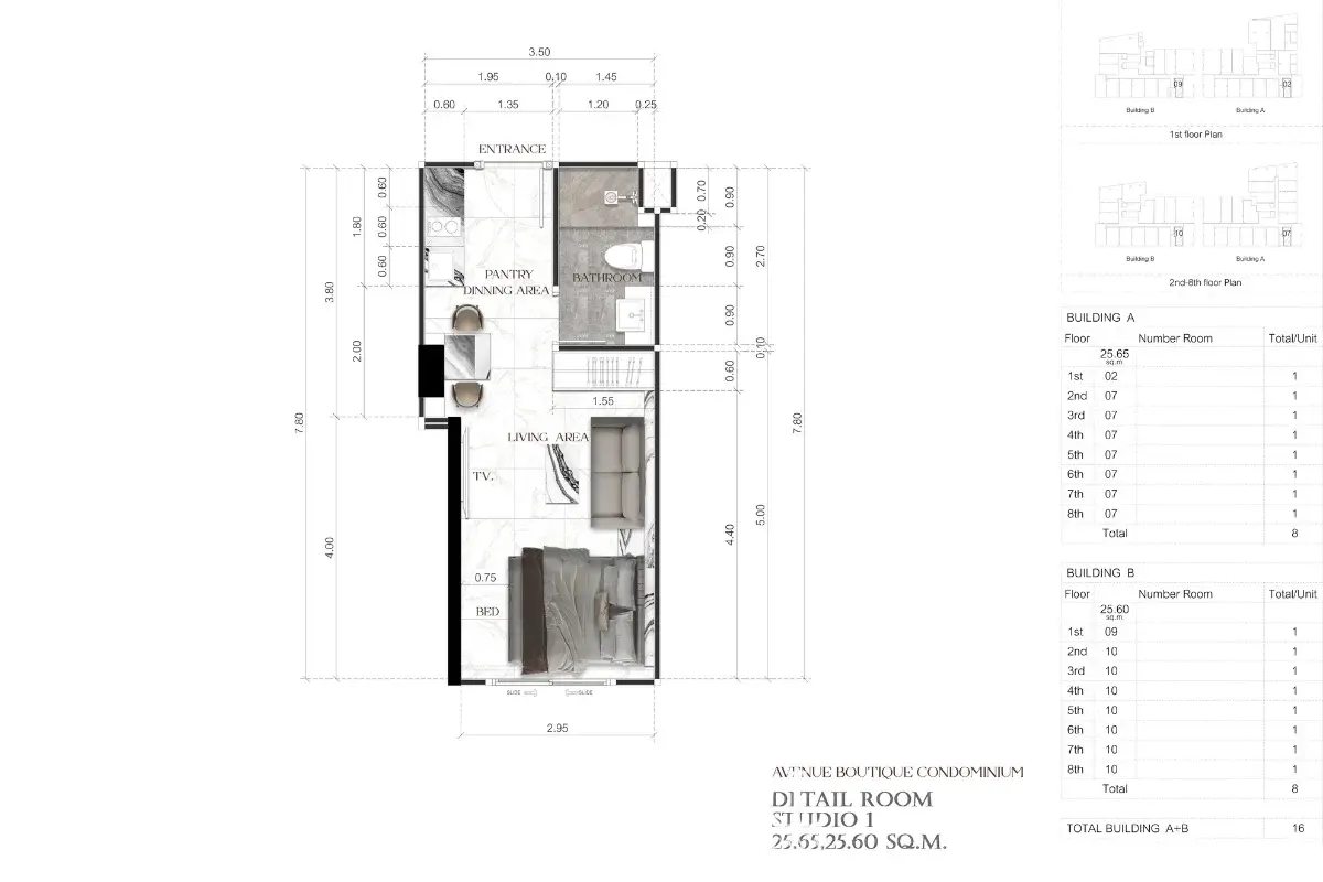 1 Bedroom Condo for Sale in Avenue Boutique Pattaya clean bathroom