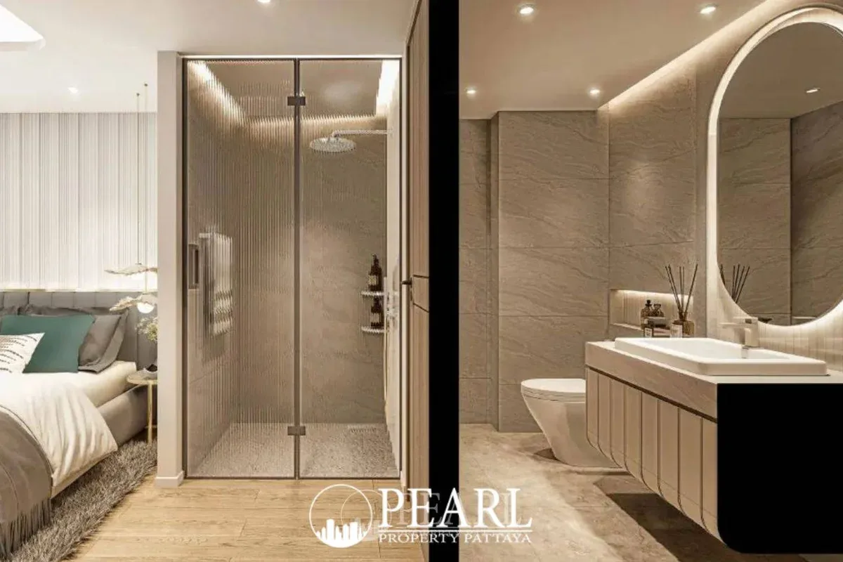 1 Bedroom Condo for Sale in Seaspire Jomtien bathroom with contemporary fixtures