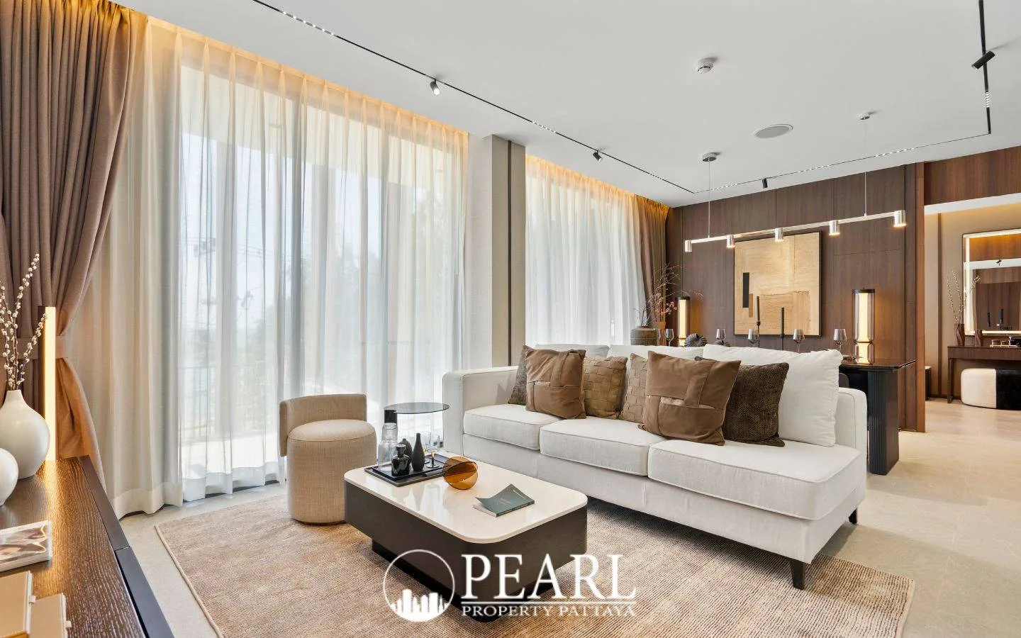 2 Bedroom Condo for Sale in The Panora Estuaria spacious living room with modern furniture