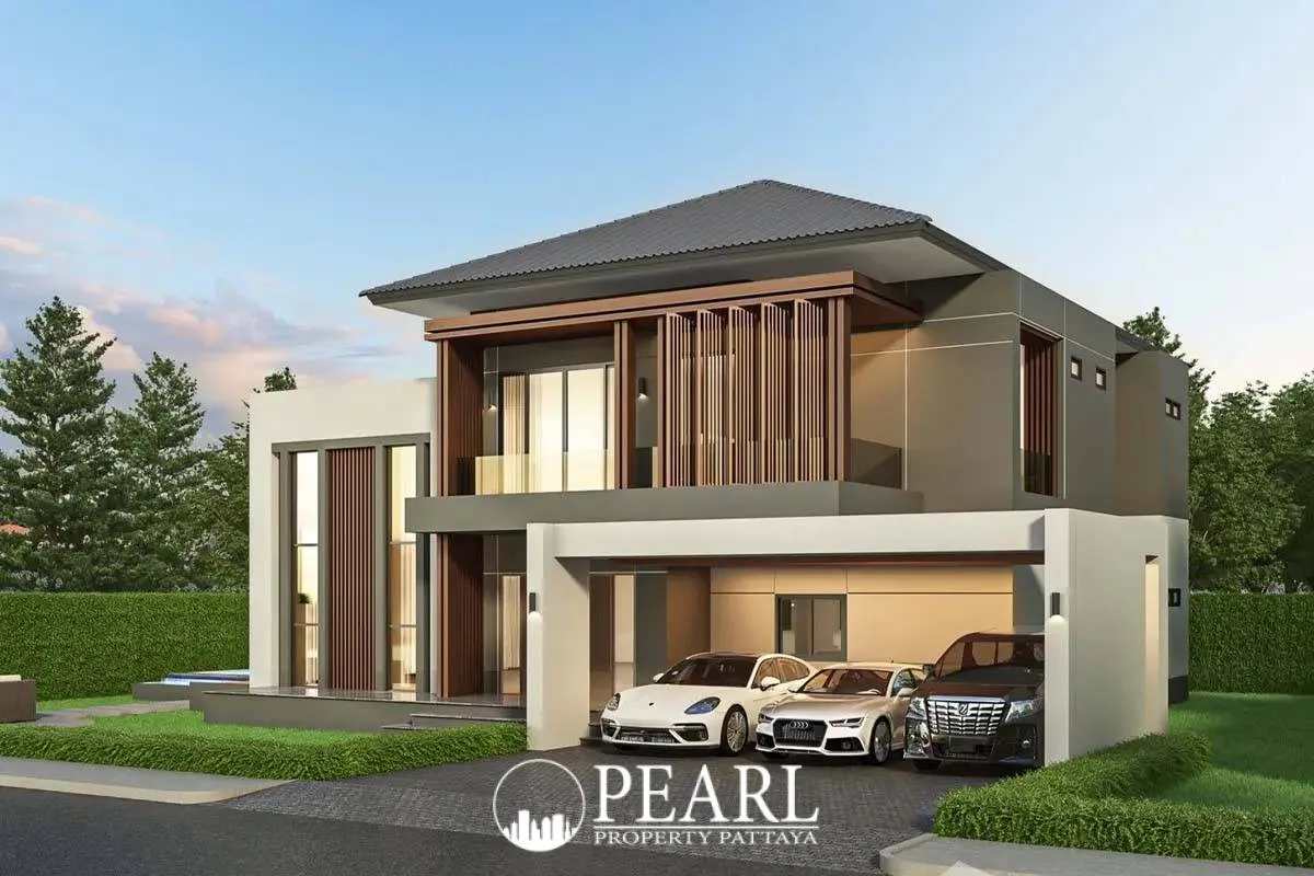 Horseshoe Point contemporary condo exterior with a large carport for multiple vehicles.