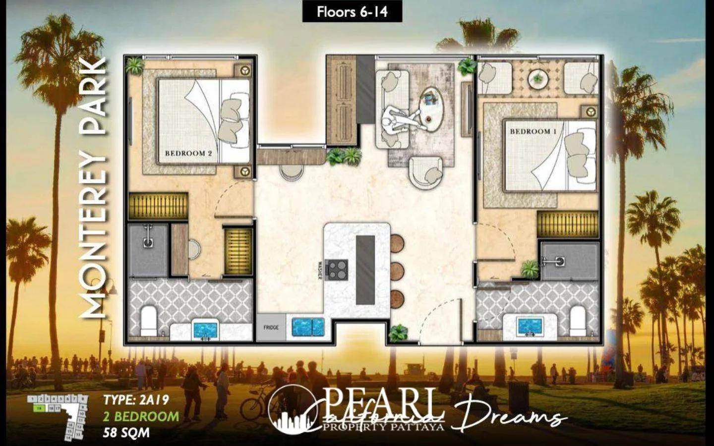 2 Bedroom Condo for Sale in The Riviera Santa Monica luxurious bathroom