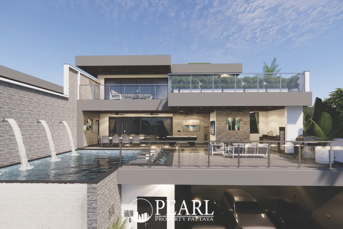 6 Bedroom House for Sale in Siam Royal View Lakeside master bedroom with king-size bed and ensuite